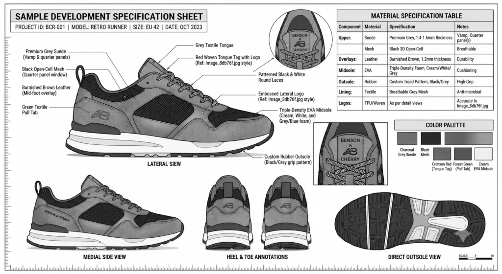 Casual sports shoe design sketches