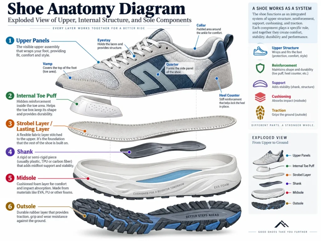Shoe Anatomy Exploded View Infographic Shoe Anatomy Exploded View Infographic