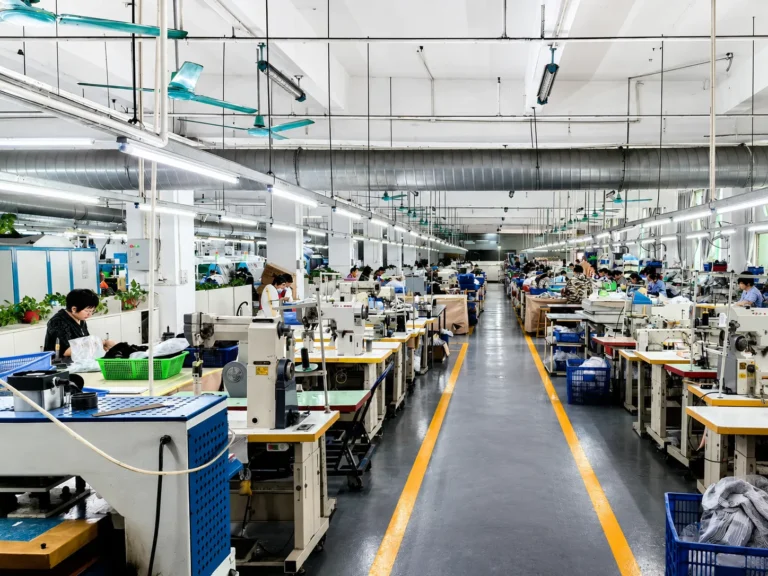 Produktionslinie der Nähwerkstatt